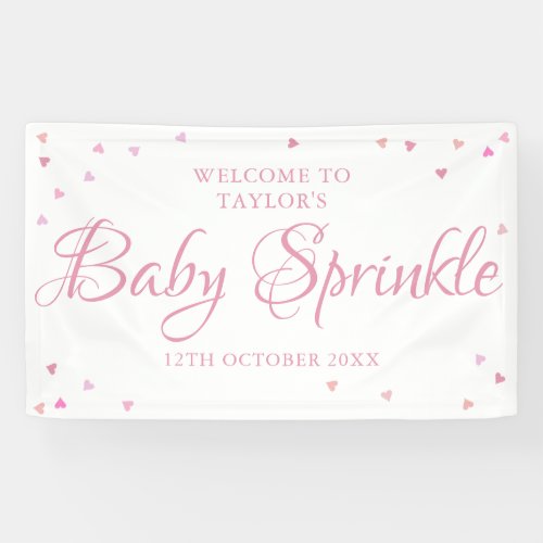 Pretty Pink Love Hearts Baby Girl Sprinkle Welcome Banner