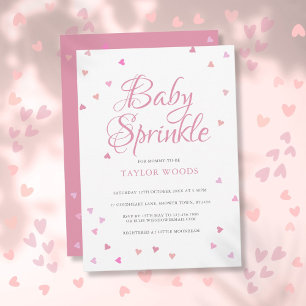 Pretty Pink Love Hearts Baby Sprinkle Shower Invitation