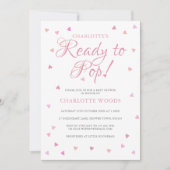 Pretty Pink Love Hearts Ready to Pop Baby Shower Invitation (Front)