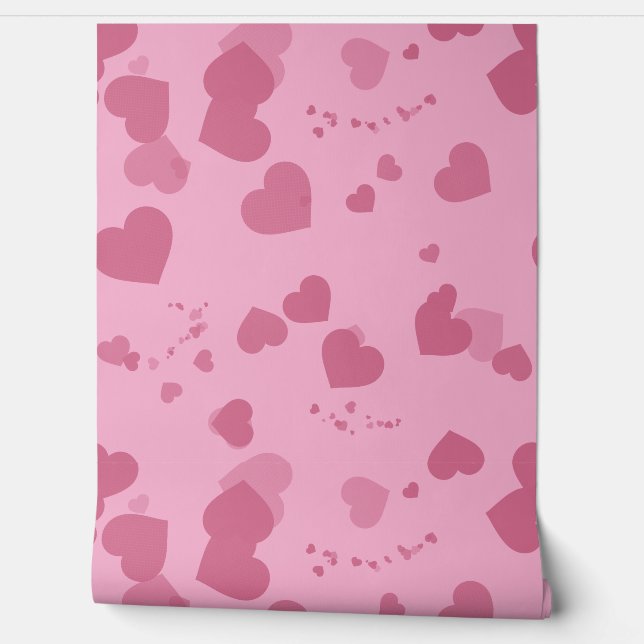 Pretty pink love hearts wallpaper (Unrolling)