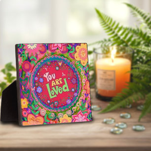 Pretty Pink Love Quote Floral Inspirational Plaque