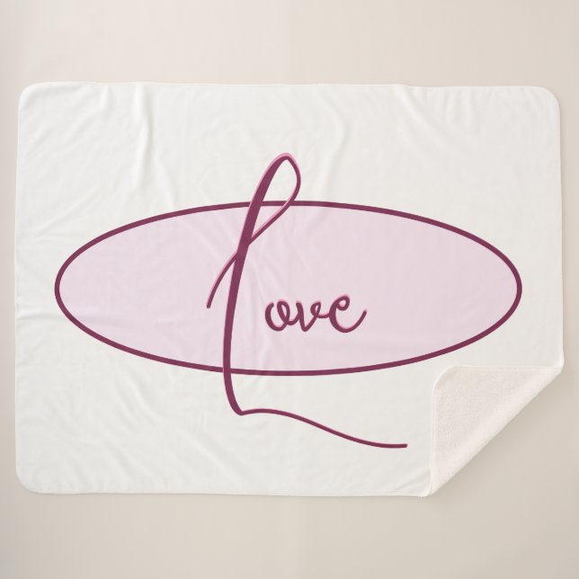 Pretty Pink LOVE Typography Sherpa Blanket (Front (Horizontal))