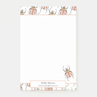 Pretty Pink Lovebug Beetle Contact Info Post-it Notes