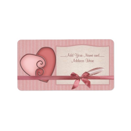 Pretty Pink Loveheart and Bow Striped Labels