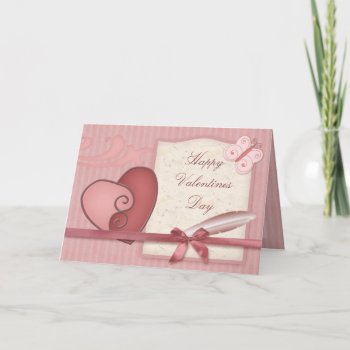 Pretty Pink Loveheart & Butterfly Valentines Card by Truly_Uniquely at Zazzle