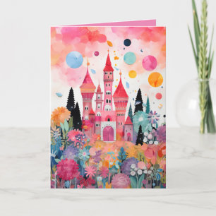 Pretty Pink Magical  Princess Castle Folded Card