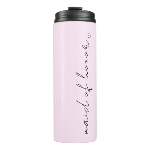 Pretty Pink Maid of Honor Calligraphy Bachelorette Thermal Tumbler