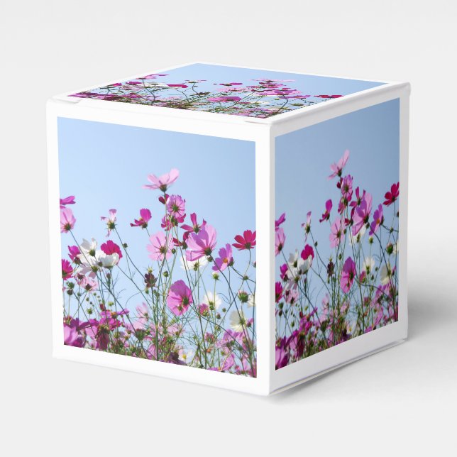 Pretty Pink Meadow Flowers Favor Boxes (Front Side)
