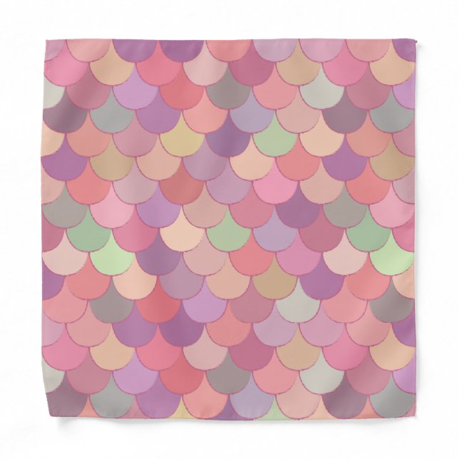 Pretty Pink Mermaid Scales Pattern Bandana (Front)