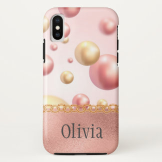 Pretty Pink Metallic Bubbles Girly Peach Gold Case