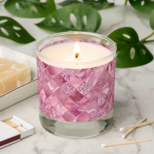 Pretty Pink Metallic Shiny Glitter Bling Modern Scented Candle