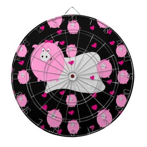Pretty pink micropig pattern accesories add name dart board