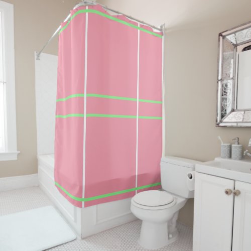 Pretty Pink Mint Green Geometric Lines Shower Curtain