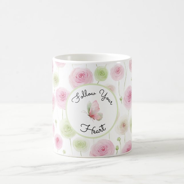 Pretty Pink Mint Ranunculus   Coffee Mug (Center)