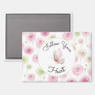 Pretty Pink Mint Ranunculus Quote Magnet
