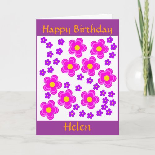 Pretty Pink Modern Floral cardHappy Card