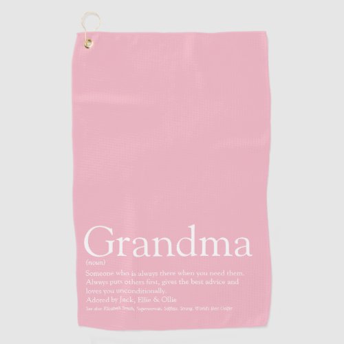 Pretty Pink Modern Fun Grandma Grandmother Golf Towel