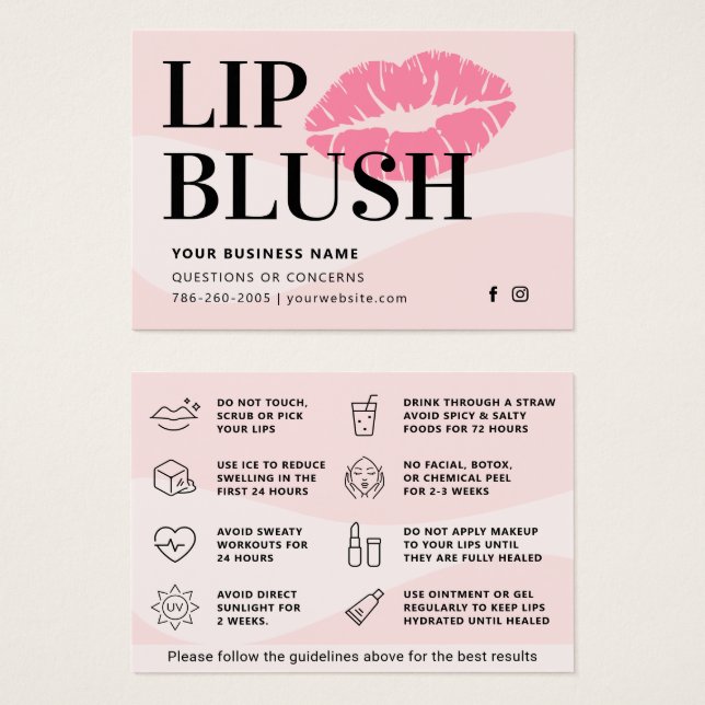 Pretty Pink Modern Lip Blush Aftercare (Front & Back)