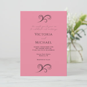 Pretty Pink Modern Wedding Invitation