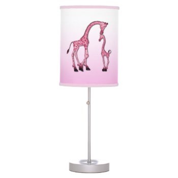 Pretty Pink Mom & Baby Giraffe Table Lamp by Just_Giraffes at Zazzle