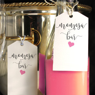 Pretty Pink Momosa Baby Shower Bottle Gift Tags