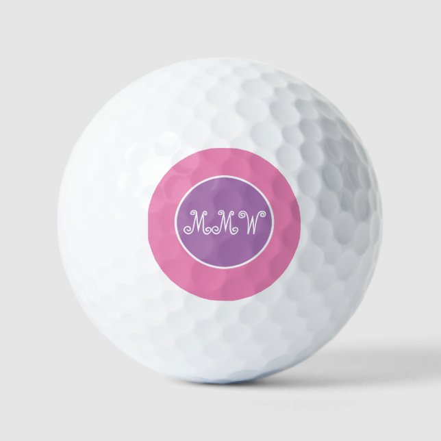 Pretty Pink Monogram Golf Ball (Front)