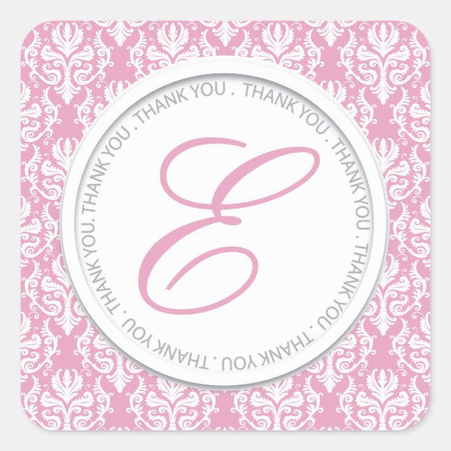 Pretty Pink Monogram Party Favor Stickers (Front)