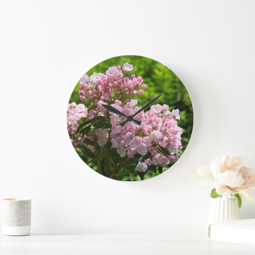 Pretty Pink Mountain Laurel Flowers Large Clock