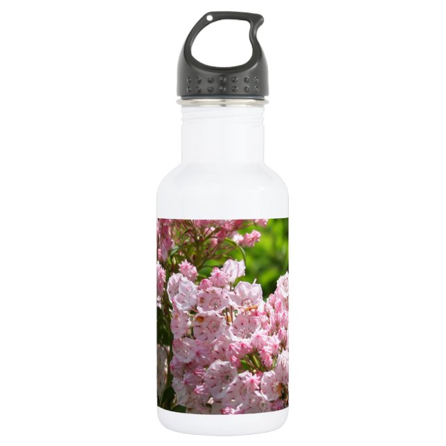 Pretty Pink Mountain Laurel Flowers Stainless Steel Water Bottle (Front)