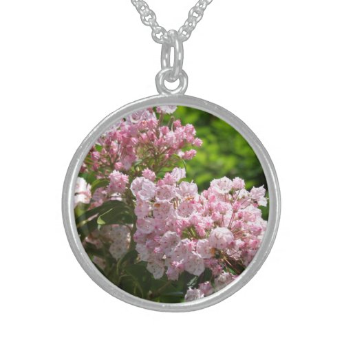 Pretty Pink Mountain Laurel Flowers Sterling Silver Necklace