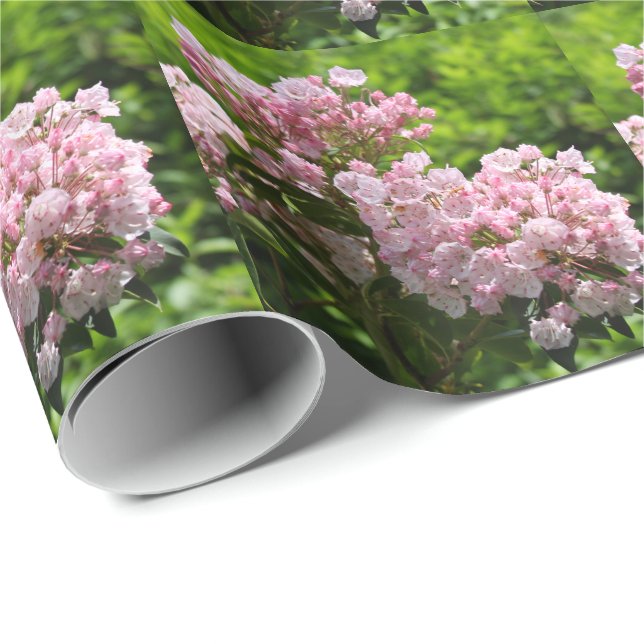 Pretty Pink Mountain Laurel Flowers Wrapping Paper (Roll Corner)