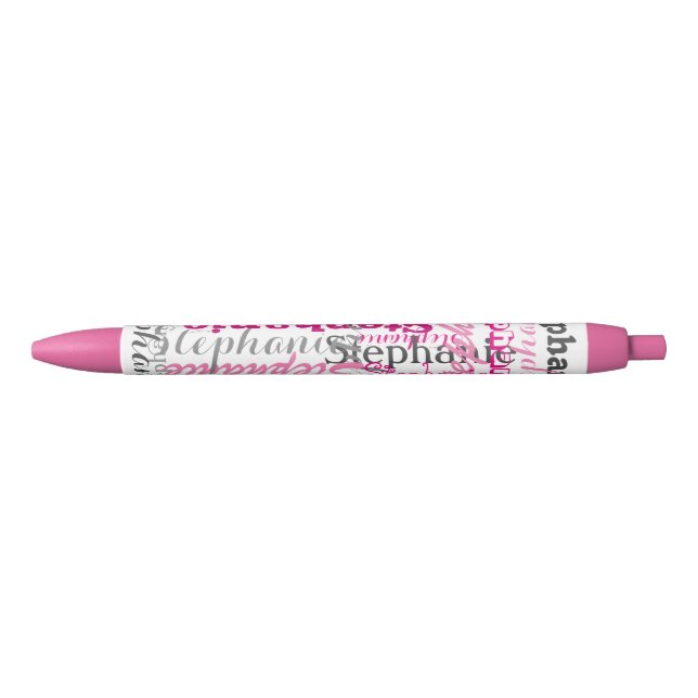 Pretty Pink Name Collage Allover Print Pen (Front)