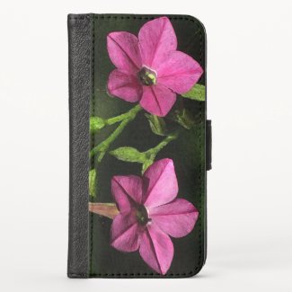 Pretty Pink Nicotiana Floral iPhone X Wallet Case