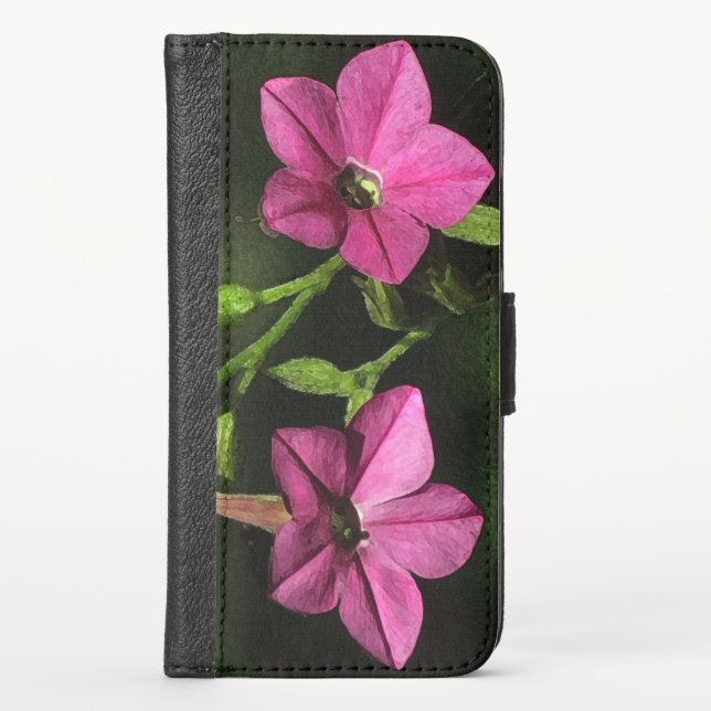 Pretty Pink Nicotiana Floral iPhone X Wallet Case (Front)