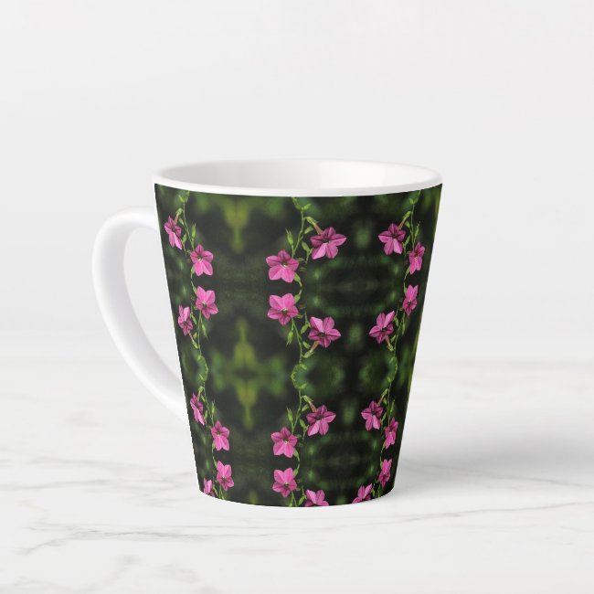 Pretty Pink Nicotiana Flower Pattern Latte Mug