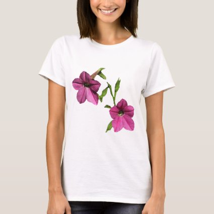Pretty Pink Nicotiana Flowers Floral T-Shirt