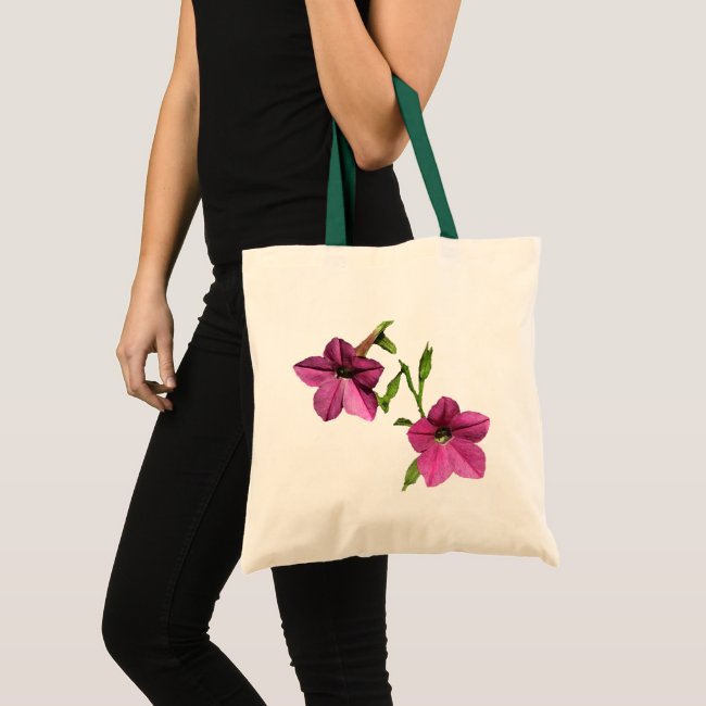 Pretty Pink Nicotiana Flowers Floral Tote Bag