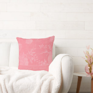 Pretty Pink On Pink Floral Print Throw Pillow