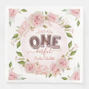 Pretty Pink Onederful Balloons Paper Dinner Napkins