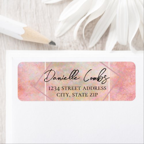 Pretty Pink Opal Stone Return Address label