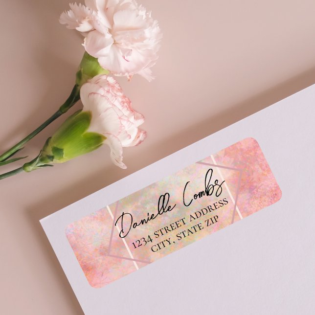 Pretty Pink Opal Stone Return Address label (Creator Uploaded)