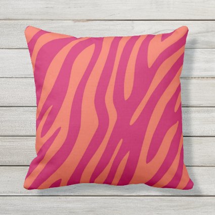Pretty Pink Orange Animal Print Zebra Leopard Throw Pillow