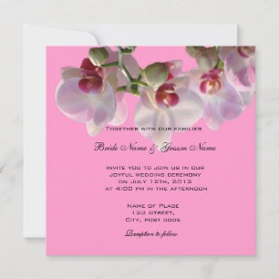 Pretty pink orchid flowers wedding invitations