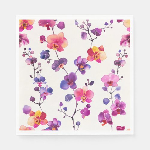 Pretty pink orchid pattern napkins