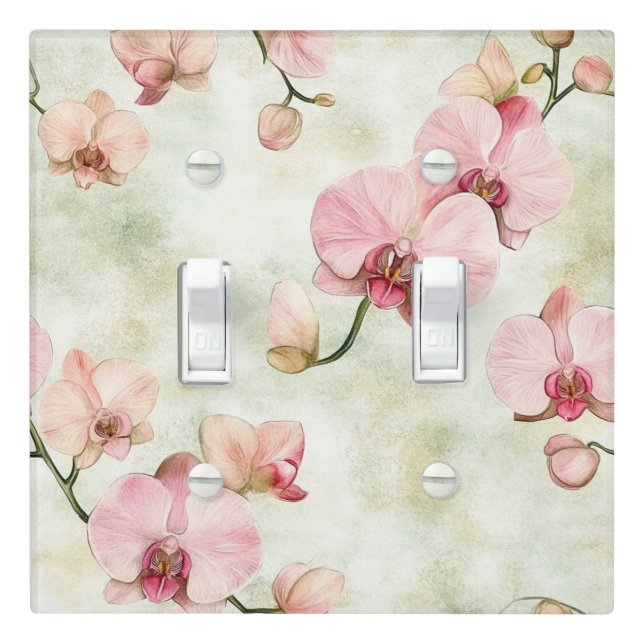 Pretty Pink Orchids Light Switch Cover (In Situ)