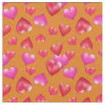 Pretty Pink Painted Hearts on Gold | Valentine's Fabric