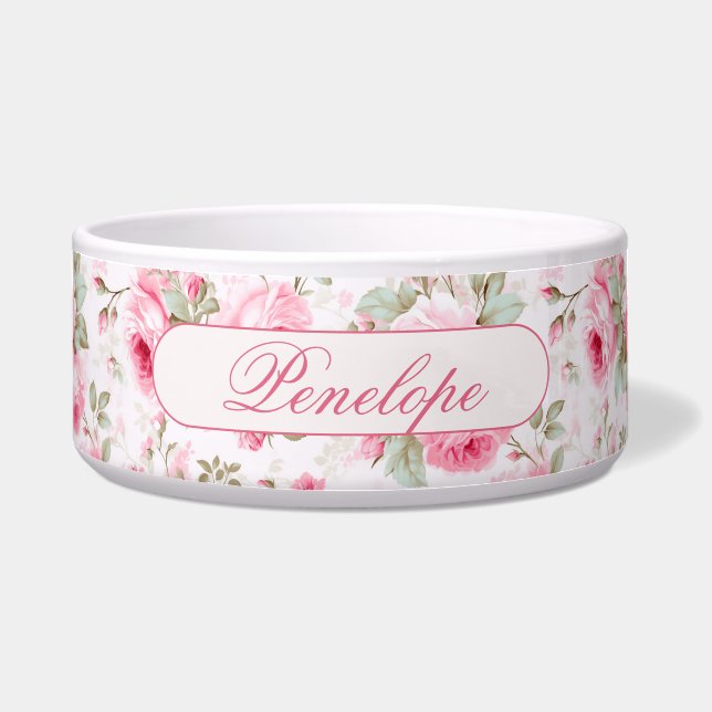 Pretty Pink Painted Roses  Bowl (Front)