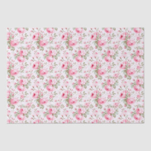 Pretty Pink Painted Roses Tissue Paper