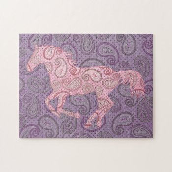 Pretty Pink Paisley Horse Jigsaw Puzzle by PaintingPony at Zazzle