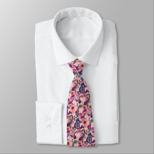 Pretty Pink Paisley Pattern Neck Tie